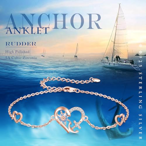 Image of MEDWISE Multicolor Anchor Ankle Bracelets 925 Sterling Silver Anchor Jewelry Adjustable Anklet Summer Beach Jewelry for Daughter Women Wife Mom Christmas Gifts 2025