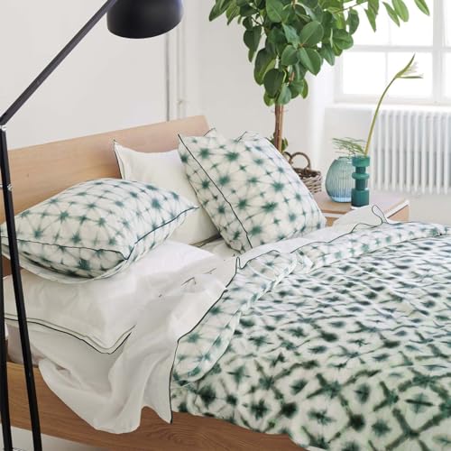 Funda nórdica Karaoshi Celadon de algodón percal con estampado de greild verde medio 200x200 cm 5