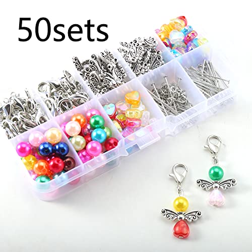 HERZWILD Guardian Angel Make Your Own Set Keyring Charm Pearl Pendant for DIY Wedding Jewellery Necklace Crafts (A2) - Image 2