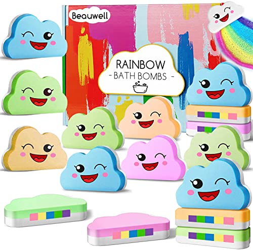 16 Pcs Rainbow Bath Bombs Gift Set, Handmade And Organic Bath Bombs For Kids Women With Natural Ingredients Bubble Bath Birthday Gifts For Women Her, Teacher Appreciation Gifts #TOP24