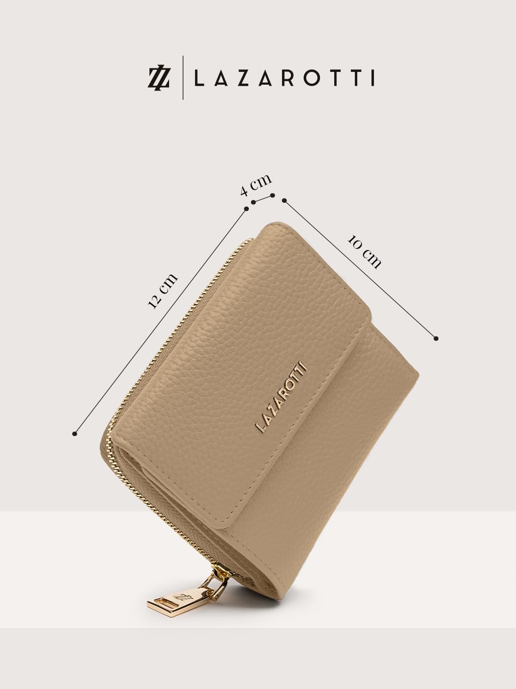 Lazarotti Bologna mittelgroße Leder Geldbörse Damen | mit Druckknopf, Reißverschlussfach, 9 Kartenfächer, RFID-Schutz | 12 x 10 x 4 cm