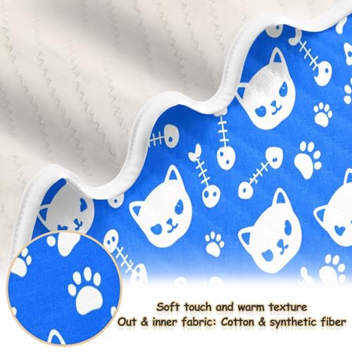 Burbuja Cat on Blue Baby Blanket for Boys Girls, Nursery Soft Warm Swaddling Receiving Baby Blankets, 30x40 in Toddler Blanket2