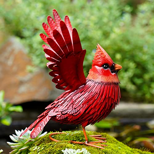 Cardinal Garden Decor Metal Yard Art Gifts - Garden Sculptures & Statues Large Red Bird Outdoor Decor,Gifts For Christmas/Mom/Grandma/Wife/Daughter/Sister/Aunt/Grandma,Birthday Gifts For Women,Mother #TOP3