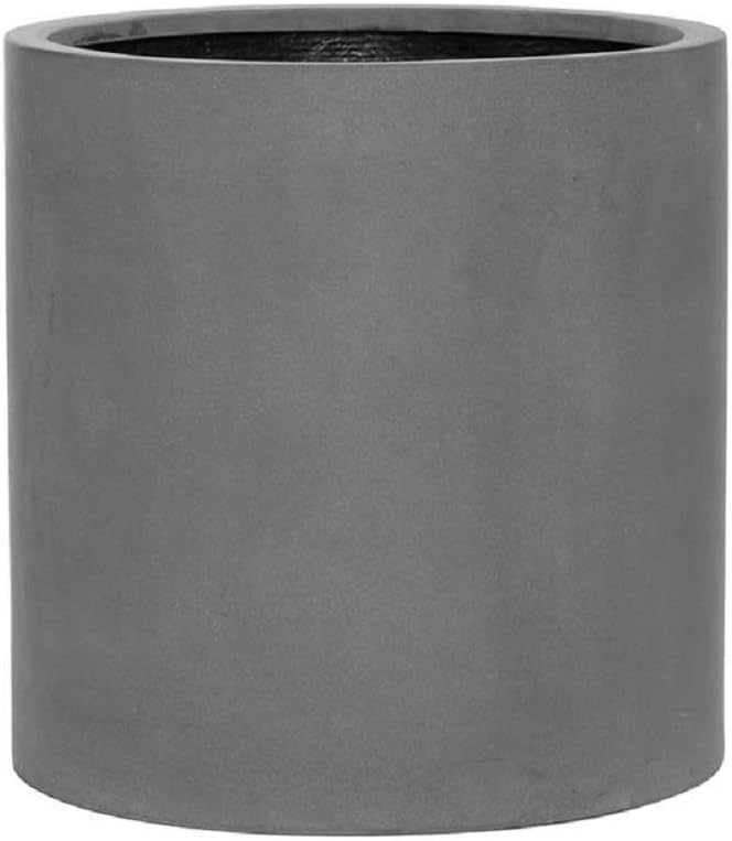 Pottery Pots Elegant Grey Cylinder Flower Pot 16" H x 16" W Indoor and Patio Planter