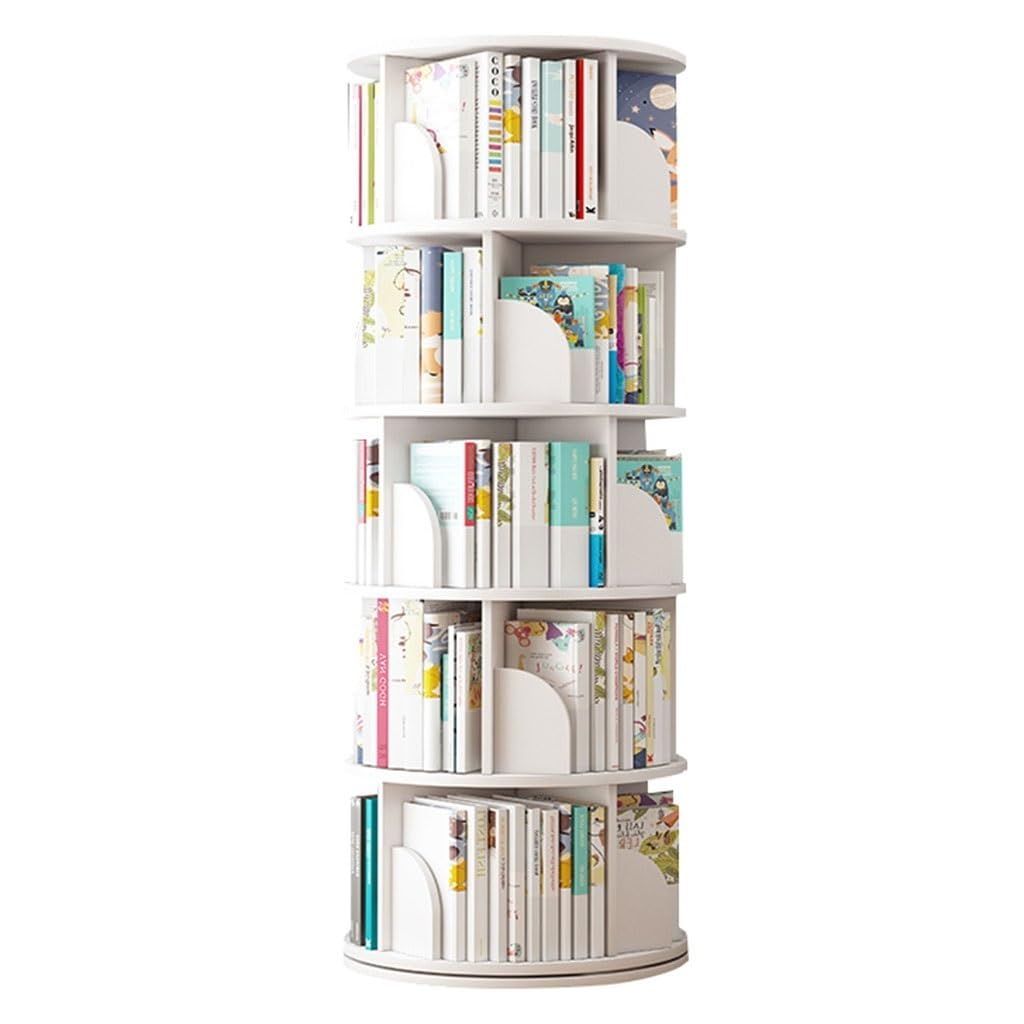 Revolving Bookshelf 2/3/4/5/6-Tier Shelf Rotating Bookshelf Modern 360 Rotating Storage Display Rack Floor Standing Shelves For Bedroom Living Room Study Office(46 * 159cm)