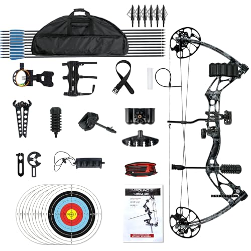 Wuxlisty Compound Bows Draw Weight 30-70lbs Ready to Shoot, Bow and Arrow Set for Adults, Archery Hunting Bow Set Come with All The Accessories (Camo)
