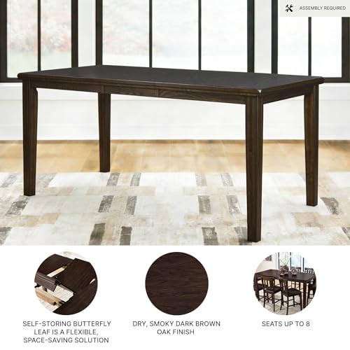 Image of Signature Design by Ashley Haddigan Casual Counter Height Dining Extension Table with Distressed Finish, Dark Brown