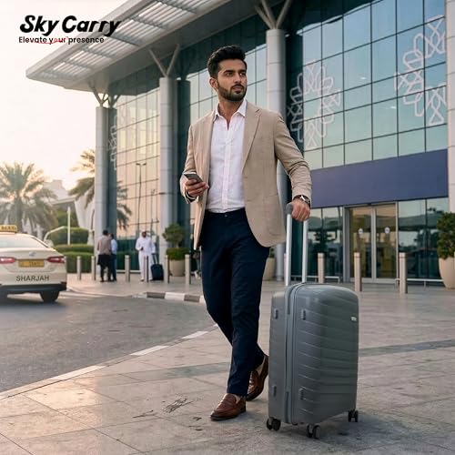 Image of Sarjah Polypropylene Suitcase Trolley Bag | Durable Hard Shell | TSA-Type Lock, 360 Dual Spinner Wheels, Aviation-Grade Telescopic Handle, Matte-Gloss Finish