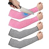 2 Paar Schnittfeste Ärmel Dünne Armschützer für Dünne Haut und Blutergüsse Armmanschetten für Männer Frauen (Grau, Rosa)