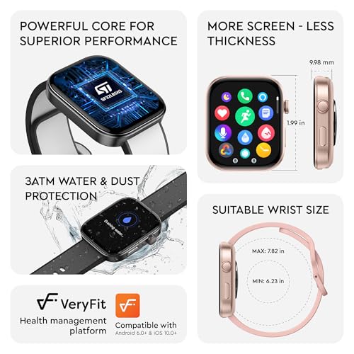 Image of OCTANDRA Beyond VeryFit 1.99 inch AMOLED Smart Watch - Bluetooth Answer Call Ai Voice Body Energy Heart Rate Oxygen Saturation Sleep Monitor - 3ATM Fitness Watches for Men Women (GTX12) (Black & Grey)