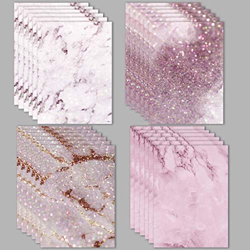 Blush Pink Marble Greeting Cards Boxed Set - 24 Blank Thank You or Just Because Cards w/White Envelopes - 4 Texture Based Designs for Personalized Stationery Printed in the USA by RitzyRose