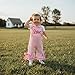 SOLILOQUY Toddler Baby Girls Valentine's Day Jumpsuits Cute Letters Embroidery Sleeveless Striped Bell Bottom Overalls Pants (Pink, 2-3T)