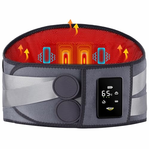 ALLJOY 67″ Cordless Heating Pad for Back Pain Relief FSA Eligible HSA, Christmas Gifts for Women Men Mom Dad, Portable Lower Back Massager with 3 Heat 5 Vibration, Wireless Heating Pad for Cramps