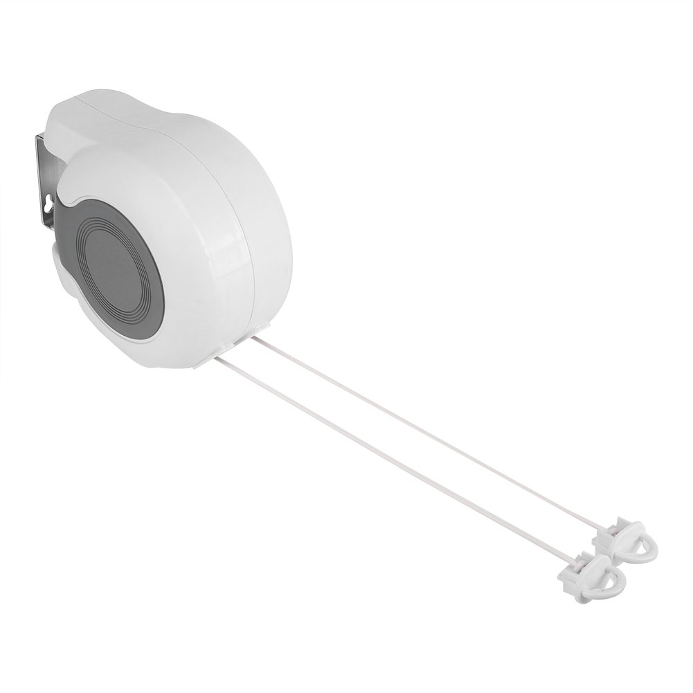 Cuerda de lavandería retráctil, Montaje en Pared, Cable de lavandería, 2 x Cuerda de instalación fácil, para Interior y Exterior, jardín, terraza, lavadero