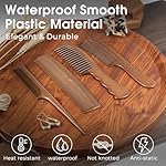 4 Piece Combs with Wooden Grain,Wide tooth Comb,Rat Tail Comb,Beard Combs,Fine Tooth Professional Hair Comb Set for Women,Men Barber Styling/Curly/Teasing/Parting/Mustache - Image 2