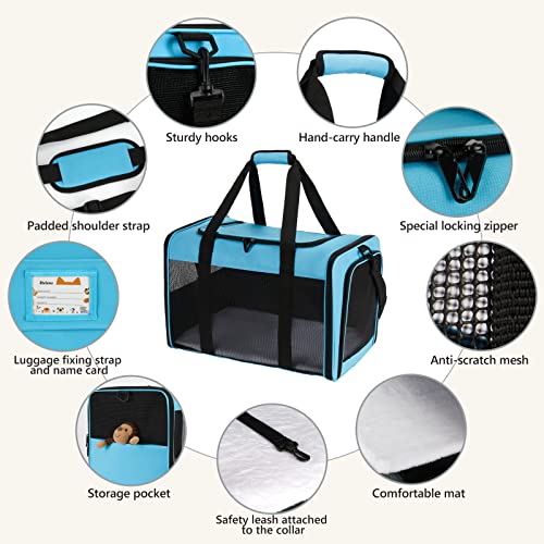 Zbrivier Pet Carrier Large Dog Carrier Airline Approved Pet Carrier For Cat Carrier For 2 Cats Travel Carrier For Extra Large Cat Carrier With Upgrade Lockable Zippers And Fleece Pad(Large, Blue) #TOP2