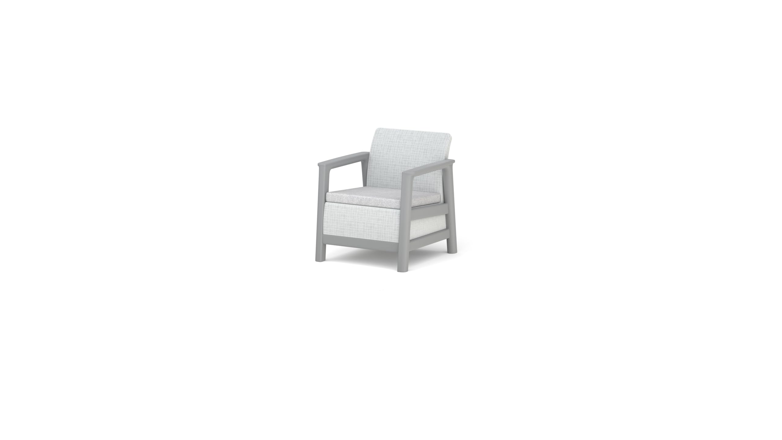 Keter Salottino da Giardino Scandi Linea, Finitura Effetto Iuta, Due Poltrone, Divano, Tavolino Contenitore, Cuscini Inclusi, Grigio