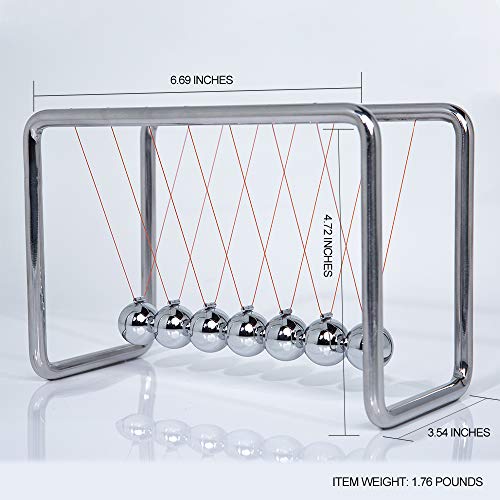 Image of CERROPI Newtons Cradle Pendulum with 7 Balls, Classic Swing Newton Balance Ball, 30+ Sec Swingtime, Science Physics Gadget, Desk Toys & Office Gadgets for Desk Decorations