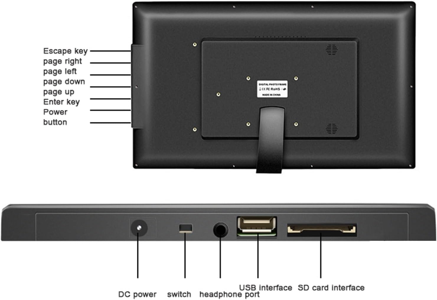 Grand cadre photo numérique de 21", écran IPS Full HD de 1920 x 1080, compatible avec carte SD de 32 Go et disque U, lecture vidéo 1080p, fa (blanc)