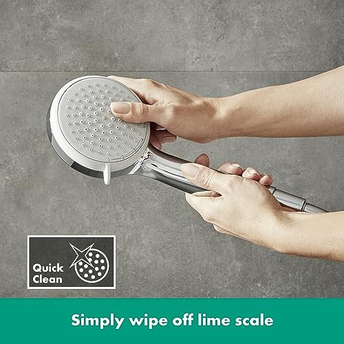 hansgrohe Croma 100 - Duschkopf, Handbrause mit 4 Strahlarten, runde Duschbrause (100 mm), Brausekopf mit Antikalk-Funktion, Chrom, 28535000