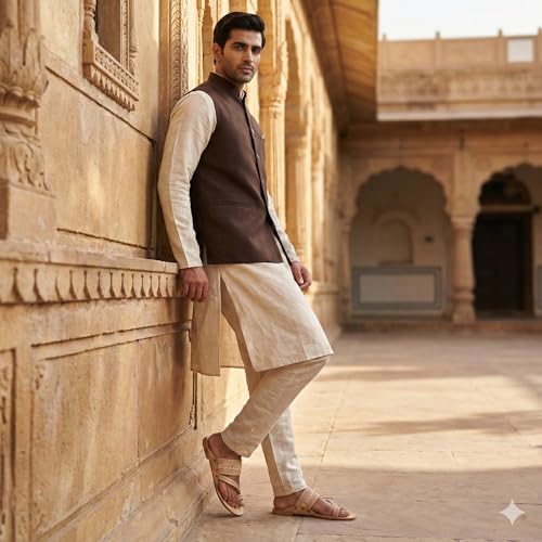 Image of Kolhapuri Chappal for Men Original, Pure Leather Handcrafted Traditional Kolhapuri Chappal for Man Formal Footwear for Weddings & Parties, Ethnic Wear & Daily Comfort