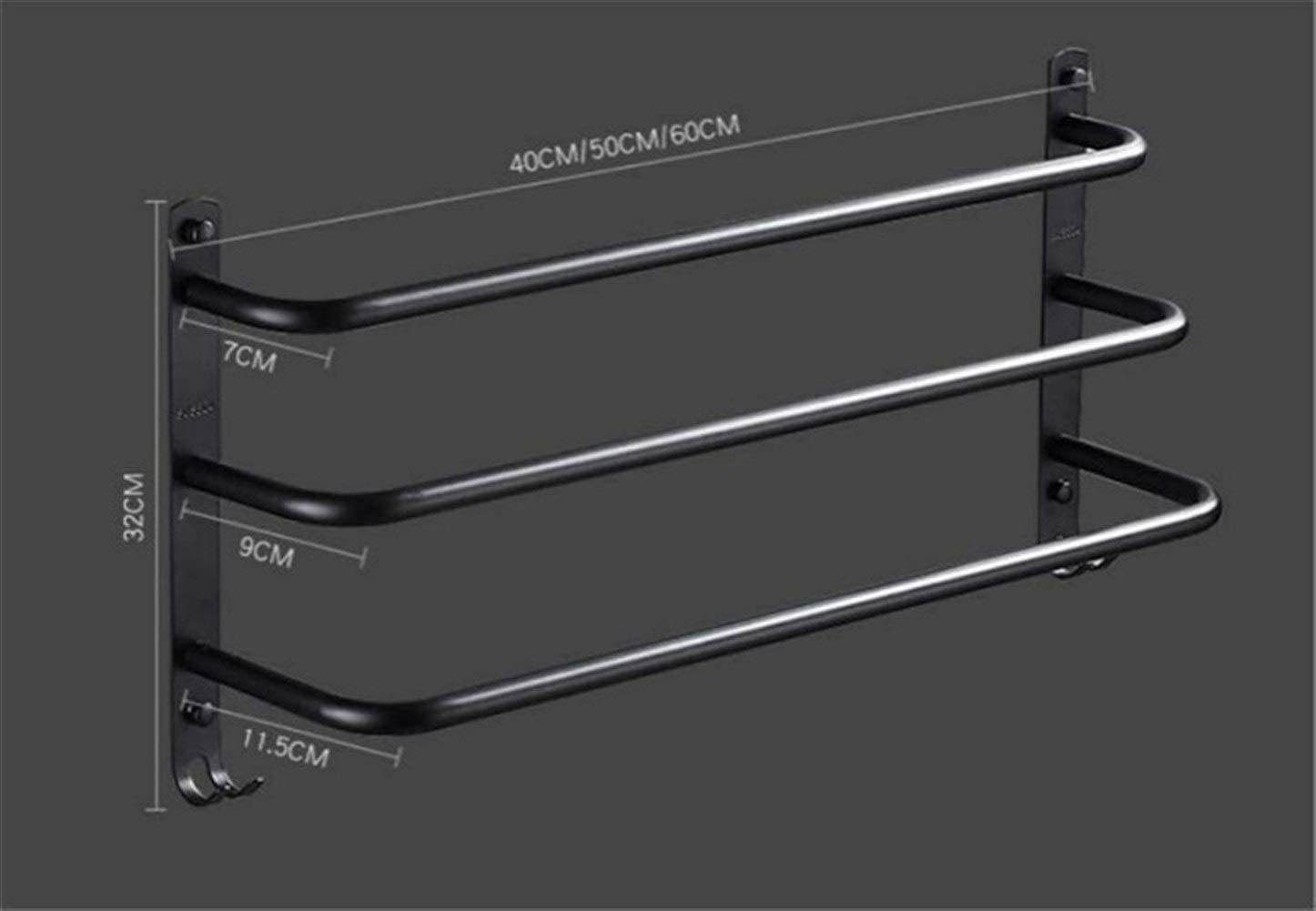Porta Asciugamani Portasciugamani In Acciaio Inossidabile 304 A 3 Livelli Triplo Nero Bagno Cucina Porta Asciugamani Creativo Organizzatore Per Accessori Per Il Bagno(7 3/8)