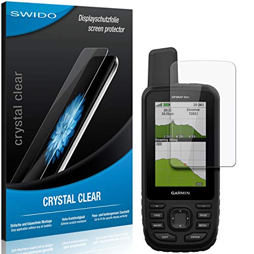 Swido - Protector de pantalla para Garmin GPSMAP 66st (2 unidades, cristal transparente, alto grado de dureza, protección contra aceite, polvo y arañazos)