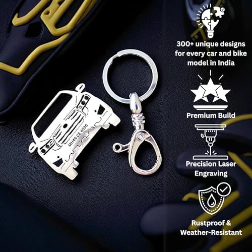 Image of Premium Stainless Steel Car Keychain | Personalized Custom Name Keyring | Stylish Car Shape Metal Key Holder made for Toyota Fortuner, Legender, Innova Crysta, Hycross, urban cruiser hyryder