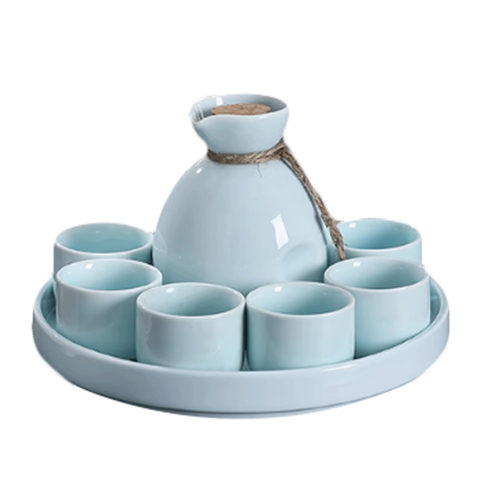 esmen Ensemble de Tasses à saké en céramique, 8 pièces, Artisanat, Verre à vin, Texture glaçure Blanche et Bleue, Tasses en céramique, Artisanat, Verres à vin, Ensemble de Tasses à saké