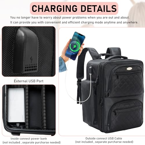 Image of Makeup Backpack, Professional Cosmetic Case for Makeup Artist - Waterproof Travel Train Case, Adjustable High Dividers, Large