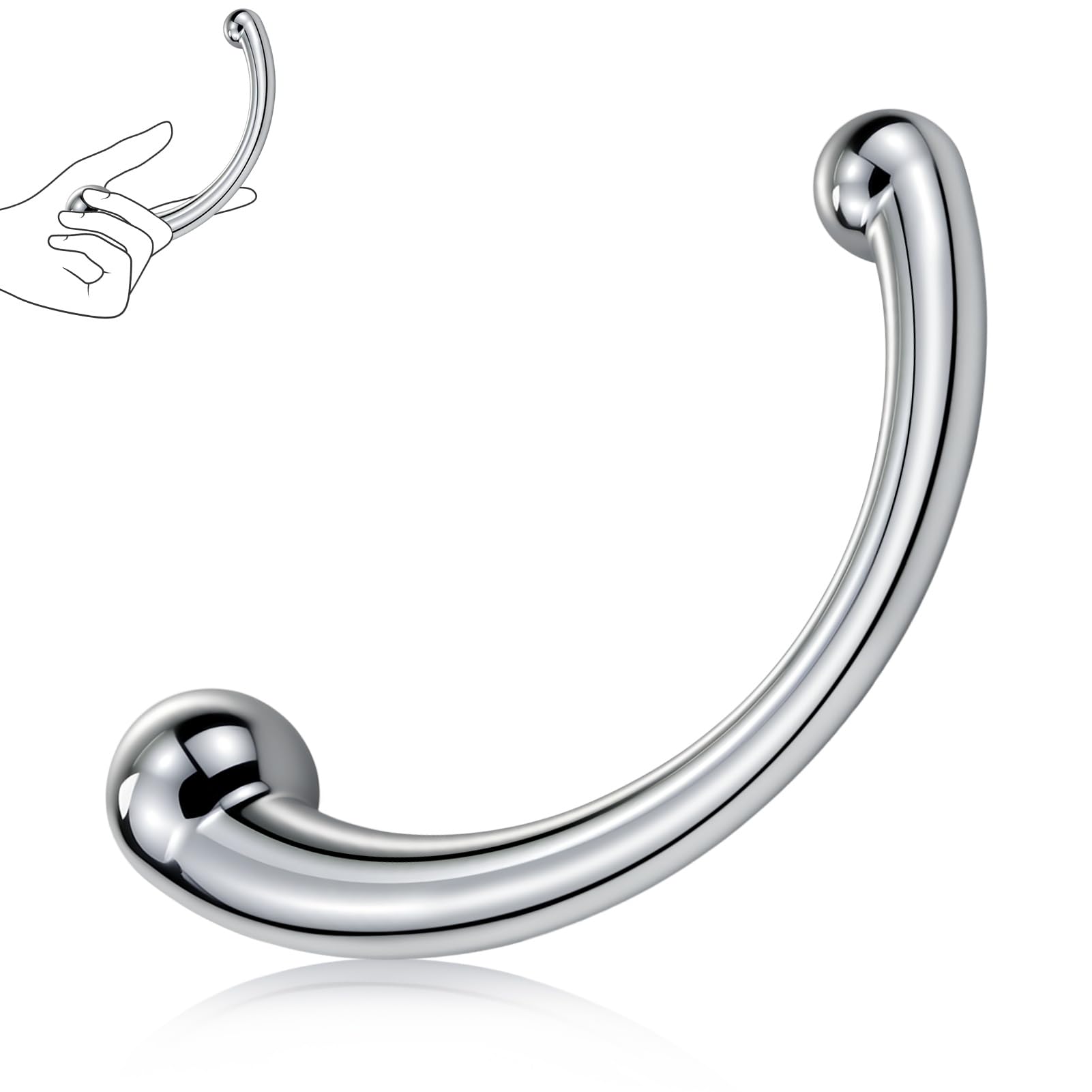Romi Stainless Steel Anal Sex Toys Butt Plug G-spot Massage Double-Ended Dildo for Men Women Beginners Prostate Vaginal