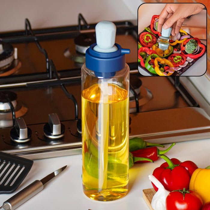 Image of Oblivion Oil Plastic Bottle Dispenser With Lid Clear Drip Free Spout Controlled - Oil Dispenser for Cooking, Easy Flow and Vinegar Bottle - Pourer Liquid Dispenser Transparent & Unbreakable (1000 ML)