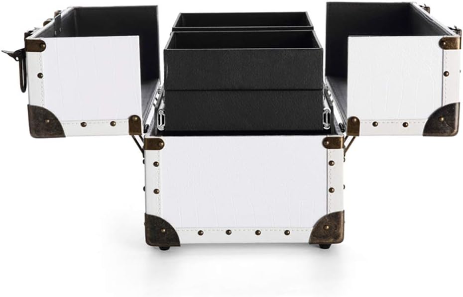 Portable Cosmetic Case Multi-Layer Double Open Aluminum Alloy Large Nail Makeup Storage Box