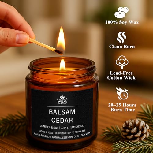 8 Pack Soy Wax Scented Candle Set - Lavender Chamomile, Citrus Sage, Amber Musk, Balsam Cedar, Coffee Whiskey - Long Lasting Aromatherapy Candles, Unisex Home & Gift Set - Image 6