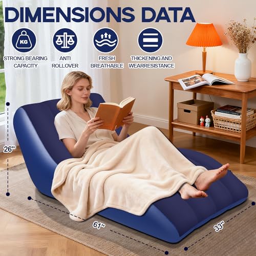 Silla Inflable RovPool para Adultos con Superficie Aterciopelada, Color Azul miniatura 2