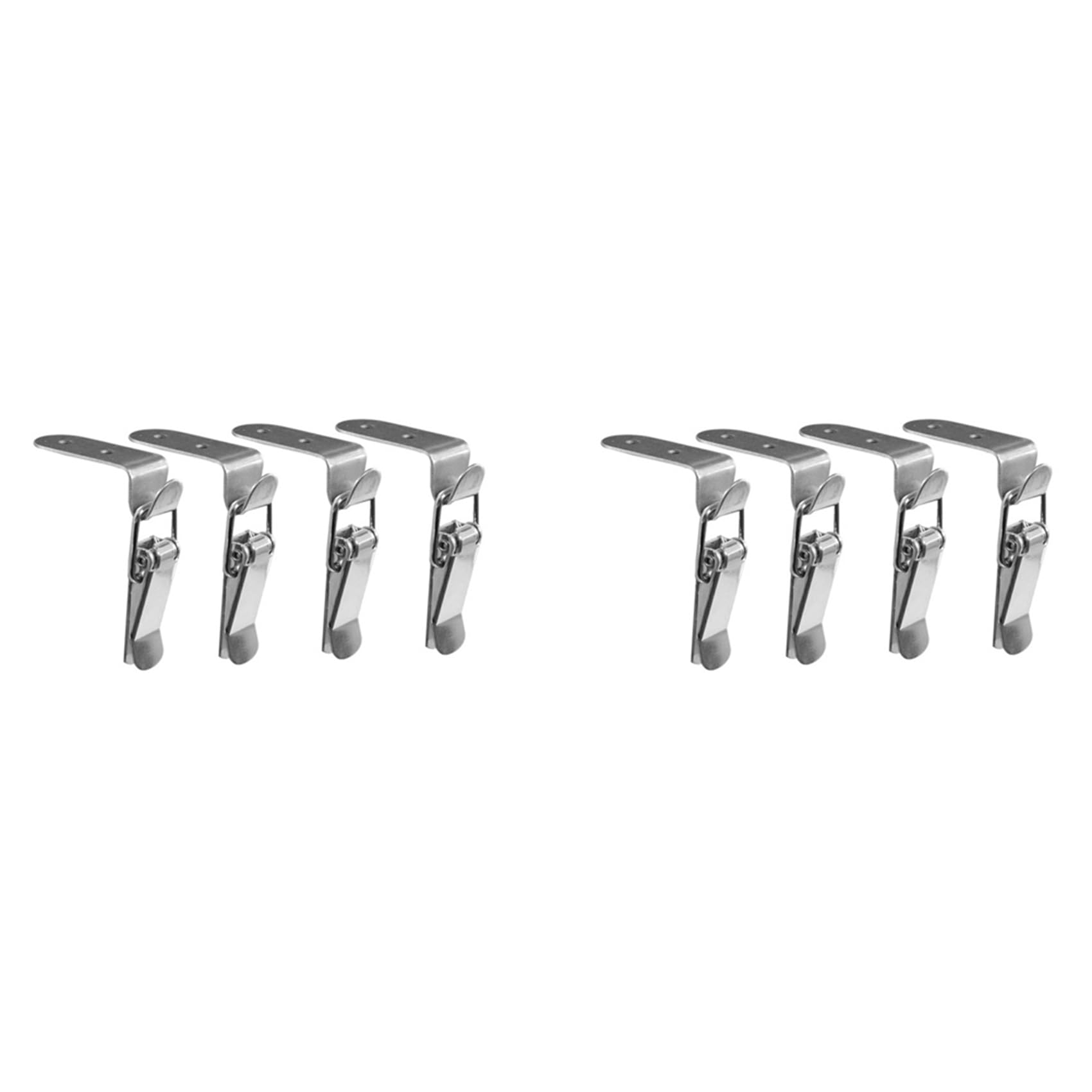 Geroosaty 2X 90 Degrees Duck-Mouth Buckle Hook Lock Stainless Steel Spring Loaded Draw Toggle Clamp Silver Hasp Catch