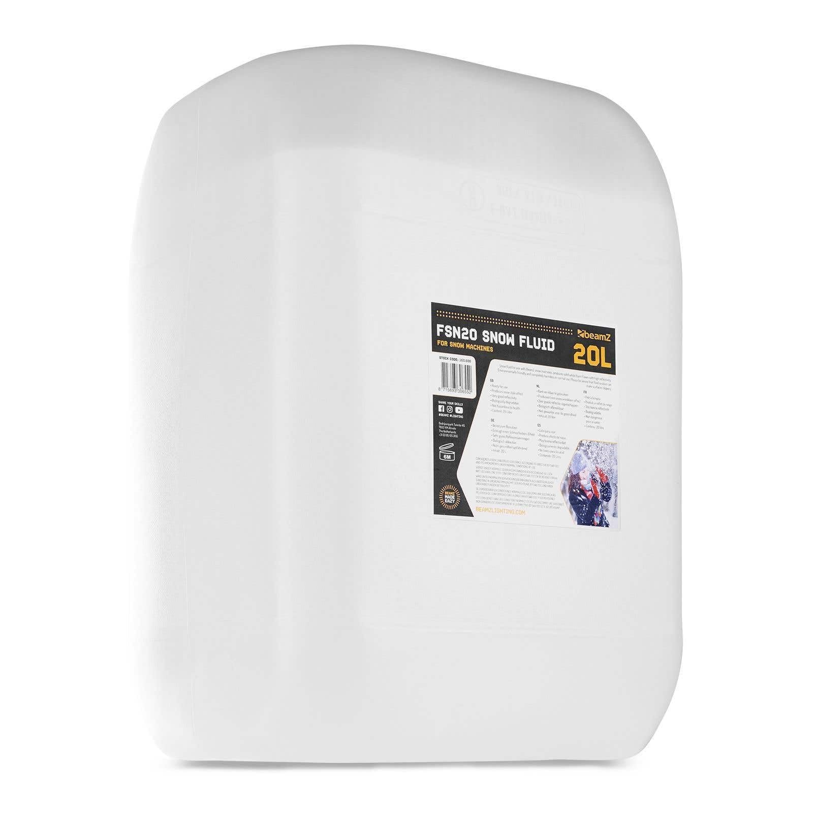 BeamZ FSN20 Liquide pour Machine à Neige 20 litres, Haute Performance, ne Laisse Pas de Résidus, Made in Europe