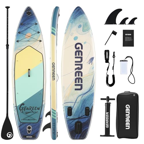 Image of Inflatable Stand-Up Paddle Boards - Available 32 inch /33 inch /34 inch Widths Inflatable Paddle Board with SUP Accessories, Camera Mount, Basic All-Around SUP Board for All Skill Levels, Up to 450lbs