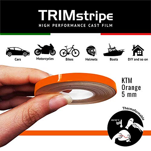4R Quattroerre.it 10473 Trim Stripes Klebestreifen für Autos, KTM Orange, 5 mm x 10 mt