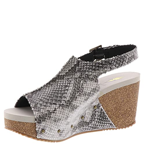Image of Volatile Division Wedge Sandals for Women Featuring Cork Covered Bottom with EVA Insole and Rubber Outsole
