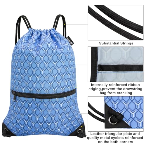 HOLYLUCK Drawstring Backpack Bag Sport Gym Sackpack - Blue windmill3