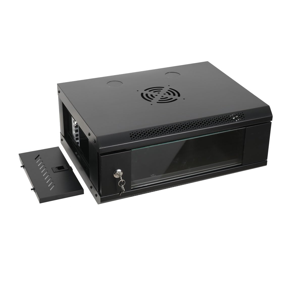 4U Armadio di Rete con Porta in Vetro, Armadio Server in Acciaio e Vetro, Serratura Sicura, Supporto 60kg, Per Sala Controllo, Data Center, TV e Ufficio
