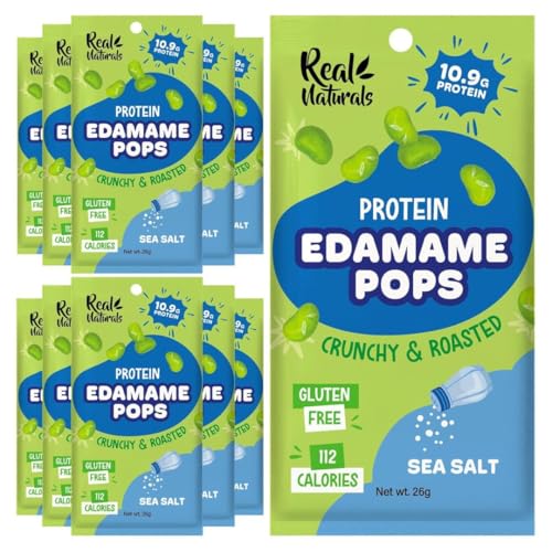 Edamame Beans snack (10x26g Packs) High Protein High Fibre snack dry roasted edamame Sea Salt flavour. Healthy keto snacks low carb protein snacks vegan gluten free GLP-1 friendly