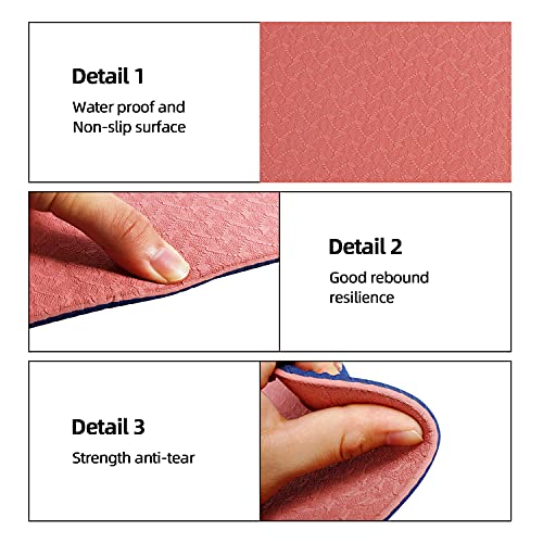 Image of Bodylastics Yoga Mat for Men and Women with Carry Bag TPE 6ft x 2ft x 6mm Large Size Anti Slip & Anti Tear Workout Mat