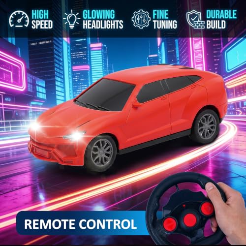 Image of Gooyo GY-448JM Rechargeable Remote Control Car Toy | Red Color, Power Source: Lithium Rechargeable Battery for Car (Included) & 2xAA Battery for Remote Controller (Not Included)
