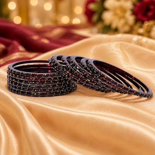 Image of Raindrop Crystal Glass Bangles, Pack of 12