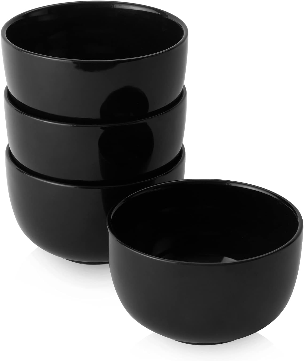 5.8" Deep Soup Bowls & Cereal Bowls - 30 Ounces Large Bowls Set of 4 for Kitchen - Ceramic Bowls for Cereal, Soup, Oatmeal, Salad, Ramen, Noodle, Rice - Dishwasher & Oven Safe (Black)