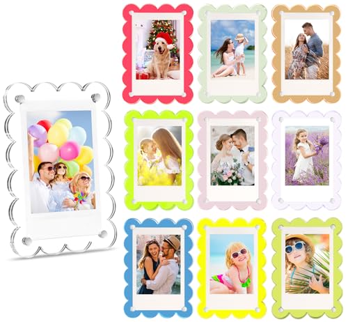 EZMeetU 10 Pack Acrylic Fridge Magnetic Frame for Polaroid 2.36x3.54 In Mini Picture Frames Colorful for Fujifilm Instax Mini 2 Sided Photo Refrigerator Magnet Picture Display Clear Frame Petal