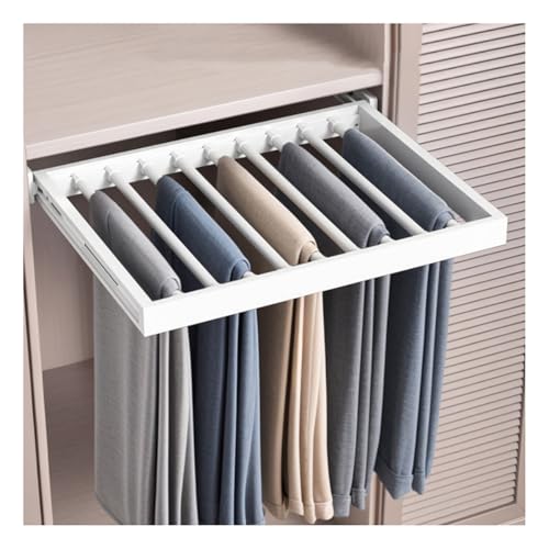 Pull Out Pants Rack for Closet Organization, Sliding Wardrobe Storage (White, for 17.7