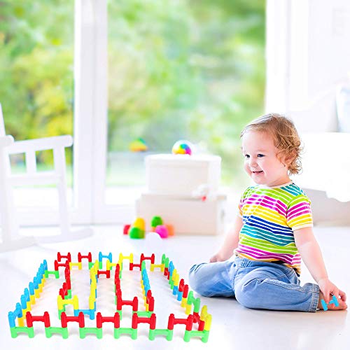Playbuild Pilo Building Blocks - H Blocks Bridge Constructor Stacking Toy - Fun Educational Construction Toys - Pillar Arch Aqueducts Build With Easy Plastic Storage Container #TOP3